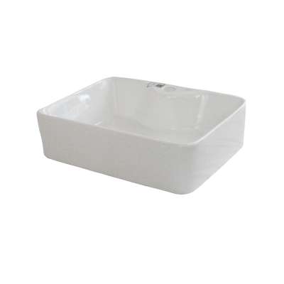 New Model Simple Design Counter Top Sink Ceramic White Square Bathroom Wash Basin